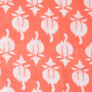 Precut 0.75 meter - Orange & White Cotton Fabric with Motif Print