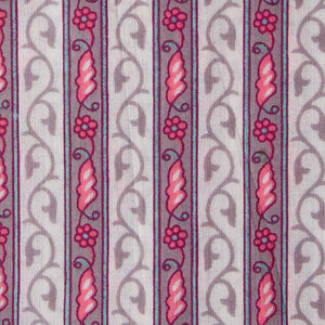 Precut 0.75 meter - Grey & Pink Printed Cotton Fabric
