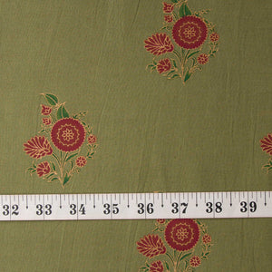 Precut 1meter - Green & Pink Printed Cotton Fabric