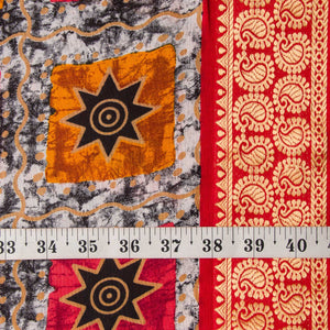 Precut 1meter - Red Printed Cotton Fabric