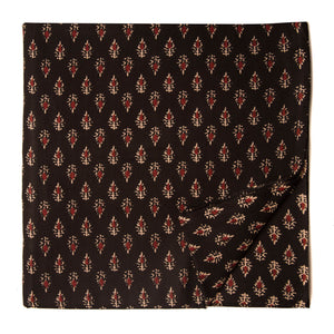 Black and Maroon Screen printed Pure Cotton Fabric  with floral motifs