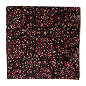 Black and Maroon Screen printed Pure Cotton Fabric  with floral design