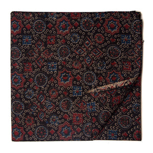 Black and Maroon Screen printed Pure Cotton Fabric  with floral motifs