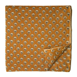 Yellow and off white Screen printed cotton with kantha floral design