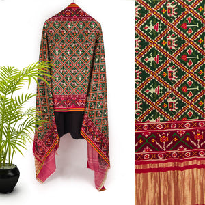 Viscose Gaji Cotton Silk Printed Dupatta with Golden Border
