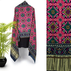 Viscose Gaji Cotton Silk Printed Dupatta with Golden Border