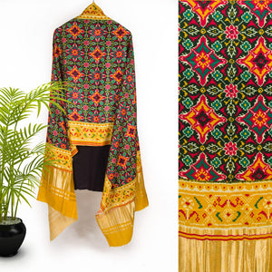 Viscose Gaji Cotton Silk Printed Dupatta with Golden Border