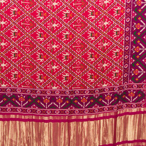 Viscose Gaji Cotton Silk Printed Dupatta with Golden Border