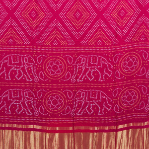 Viscose Gaji Cotton Silk Printed Dupatta with Golden Border
