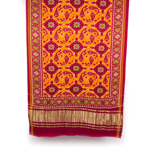 Viscose Gaji Cotton Silk Printed Dupatta with Golden Border