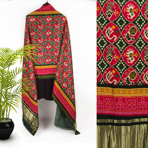 Viscose Gaji Cotton Silk Printed Dupatta with Golden Border