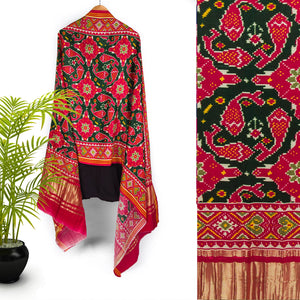 Viscose Gaji Cotton Silk Printed Dupatta with Golden Border