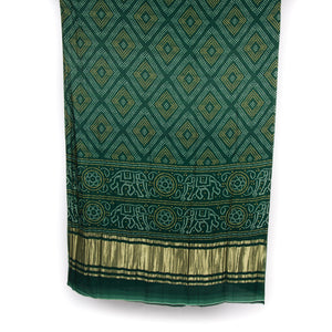 Viscose Gaji Cotton Silk Printed Dupatta with Golden Border