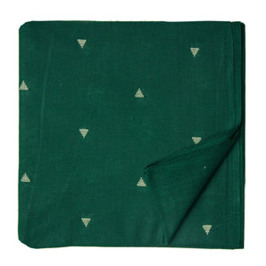 Green South Cotton Jacquard Fabric with triangular motifs