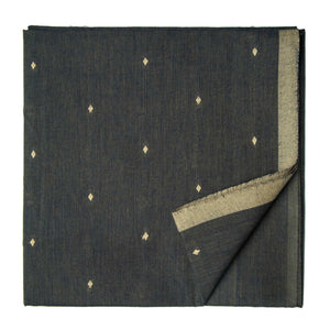 Grey South Cotton Jacquard Fabric with golden dots and border