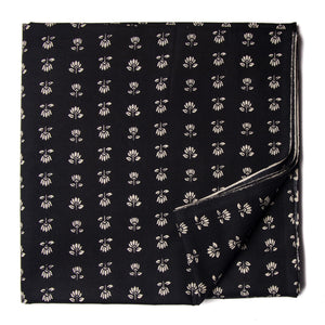 Black and White Printed Cotton Fabric with floral print